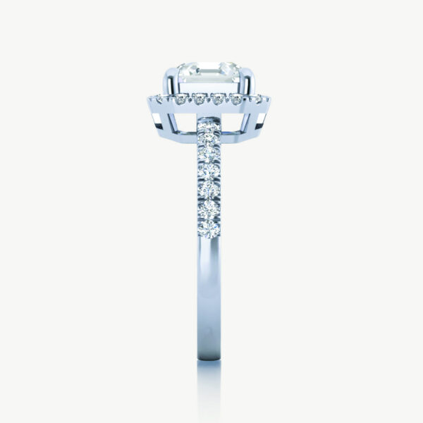 2ct Asscher Halo Pavé Setting Engagement Rings - Image 2