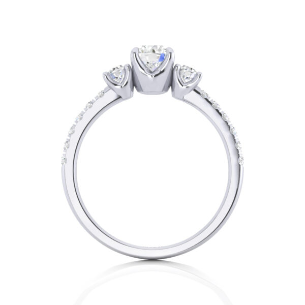 Muse 1 Carat Round Cut 3 Stone 14k Engagement Rings - Image 2