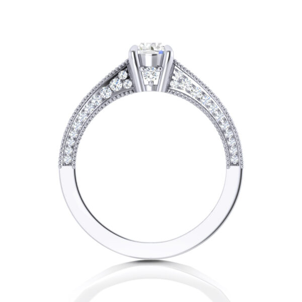 Three Row Micro Prong Diamond Embellished Vintage Engagement Ring - Image 2