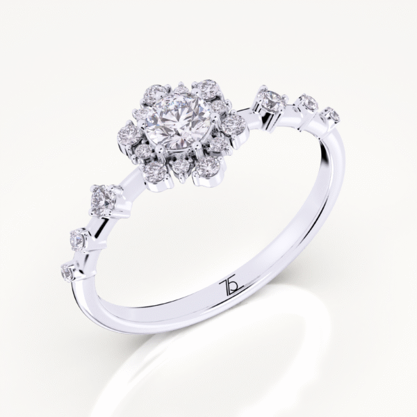 Floral Cluster Promise Ring With Lab Grown Diamond D E Color - Image 4