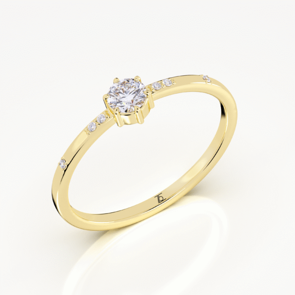 Seraphic Breath Yellow Gold Round Brilliant With Claw Set Shoulders Ring - Image 4