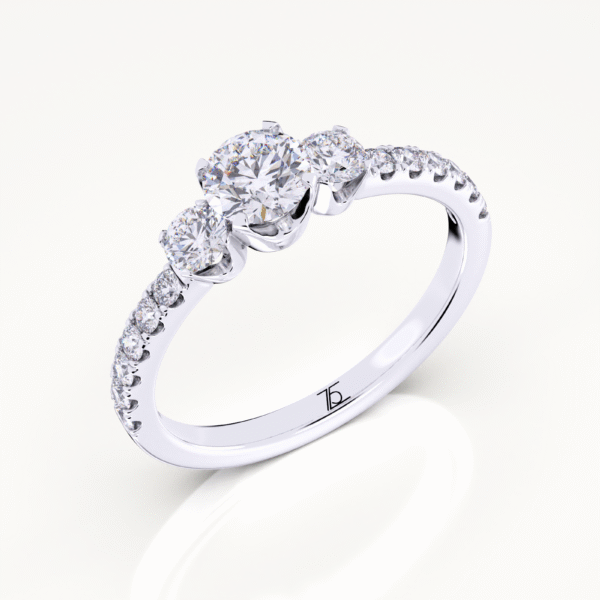 Muse 1 Carat Round Cut 3 Stone 14k Engagement Rings - Image 4