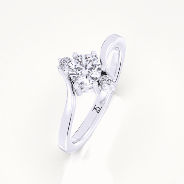 Romantic Swirl Ripple Solitaire Ring