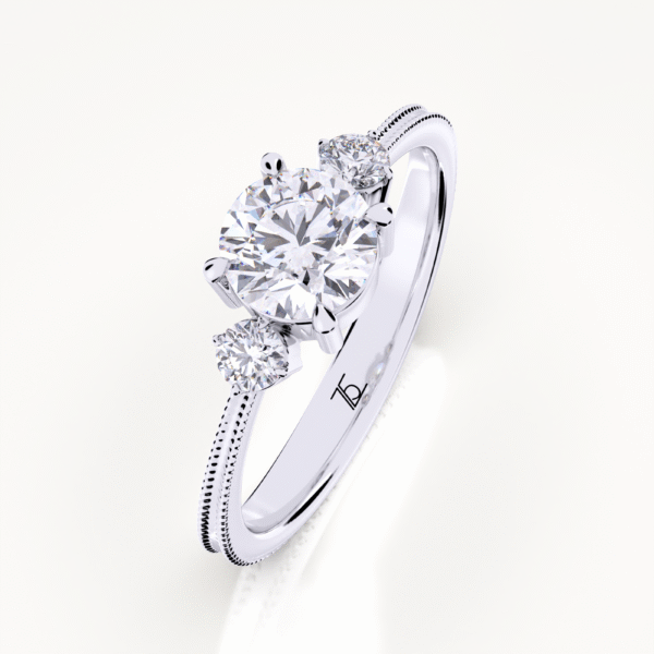 Art Deco Three Round diamond Engagement Rings
