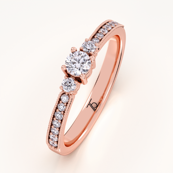 First Promise 14k Rose Gold 2 Small Stone With 1 Carat Diamond