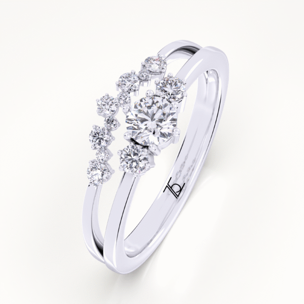 Heavenly Grace 14K White Gold Crown Diamond Ring