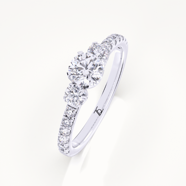 Muse 1 Carat Round Cut 3 Stone 14k Engagement Rings