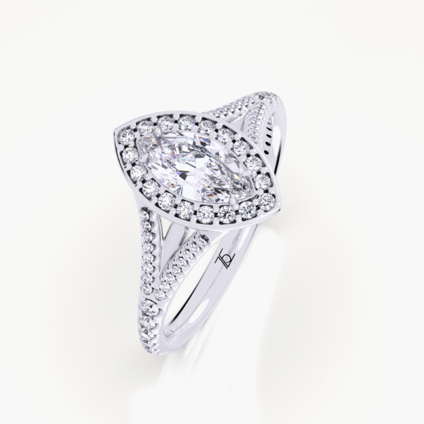 Marquise Cut Classic Halo Engagement Ring