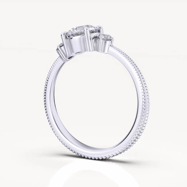 Art Deco Three Round diamond Engagement Rings - Image 5