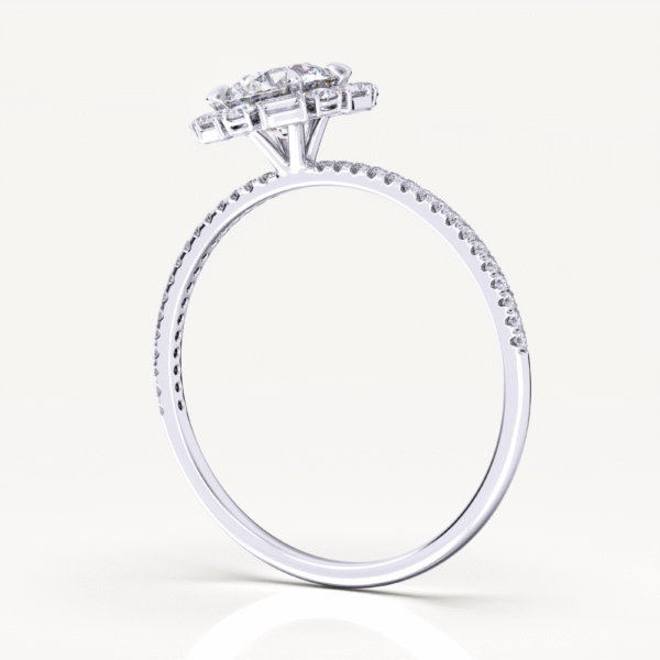 Baguette Halo Lab Grown Diamond Engagement Ring By Love Story - Image 5