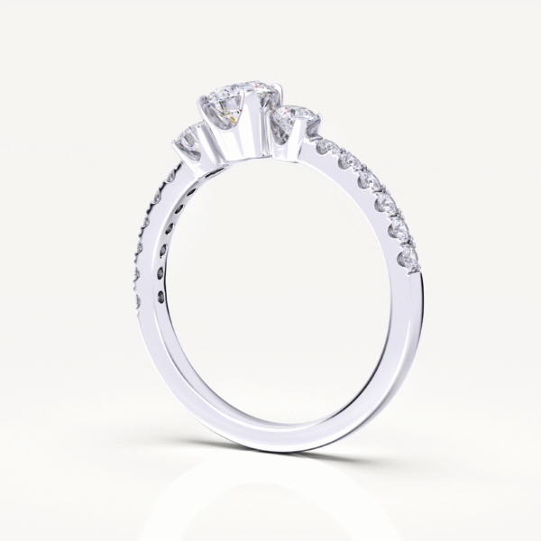 Muse 1 Carat Round Cut 3 Stone 14k Engagement Rings - Image 5