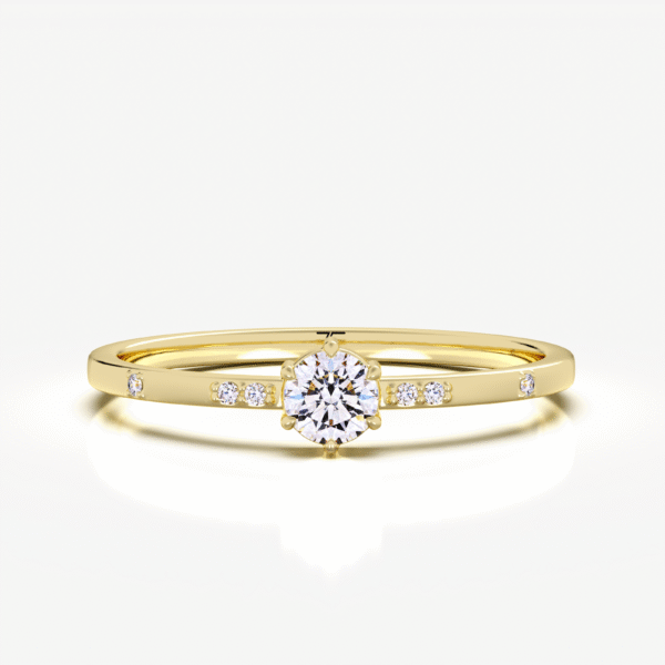 Seraphic Breath Yellow Gold Round Brilliant With Claw Set Shoulders Ring - Image 3