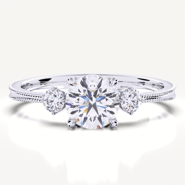 Art Deco Three Round diamond Engagement Rings - Image 3