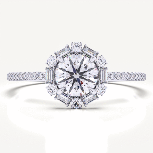 Baguette Halo Lab Grown Diamond Engagement Ring By Love Story