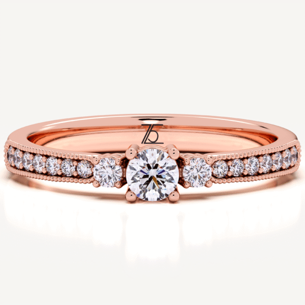First Promise 14k Rose Gold 2 Small Stone With 1 Carat Diamond - Image 3