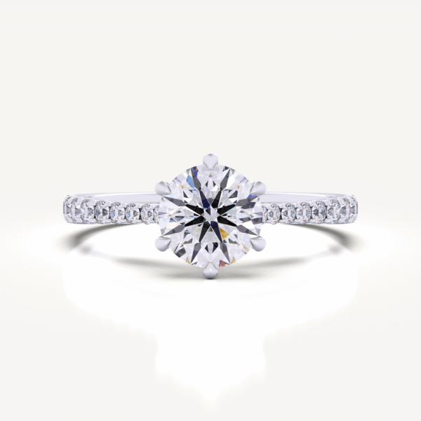 1.00 Carat Solitaire Ring With A Lab Grown Cushion Diamond In White Gold With Lab Grown Side Diamonds - Image 3