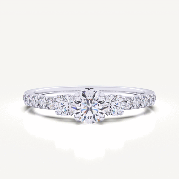 Muse 1 Carat Round Cut 3 Stone 14k Engagement Rings - Image 3