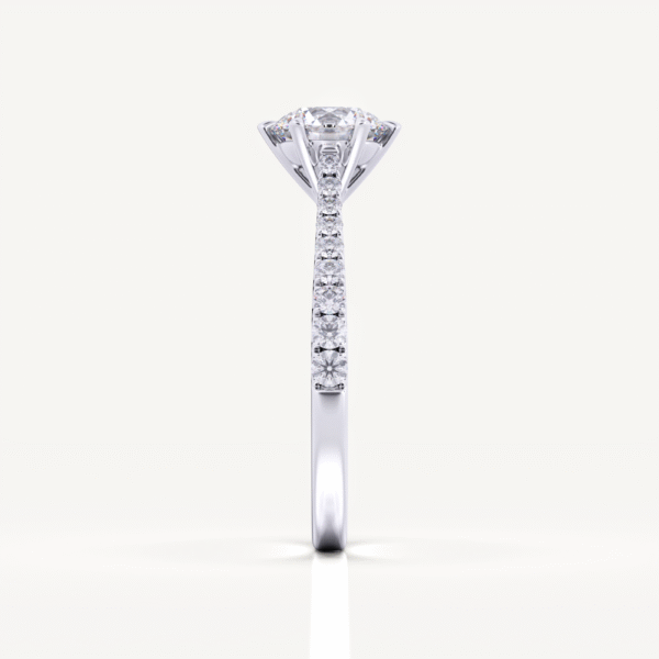 1.00 Carat Solitaire Ring With A Lab Grown Cushion Diamond In White Gold With Lab Grown Side Diamonds - Image 2
