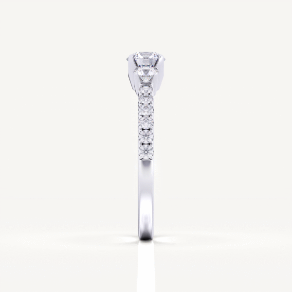 Muse 1 Carat Round Cut 3 Stone 14k Engagement Rings - Image 2