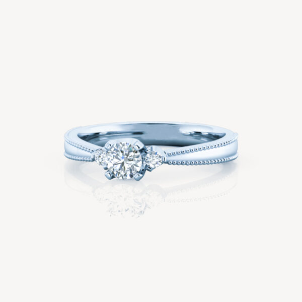 Art Deco Ring Wedding Band Round Pave Engagement Rings - Image 3