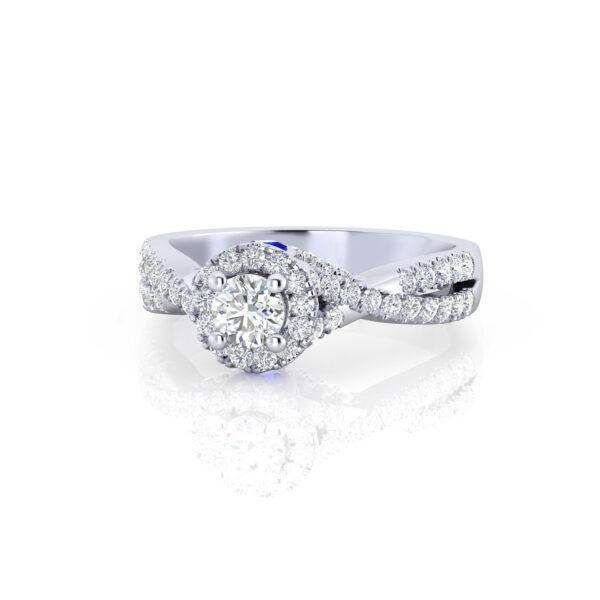 Lab Grown Diamond And Blue Sapphire 2.5 Carat Infinity Ring In 14k White Gold - Image 3