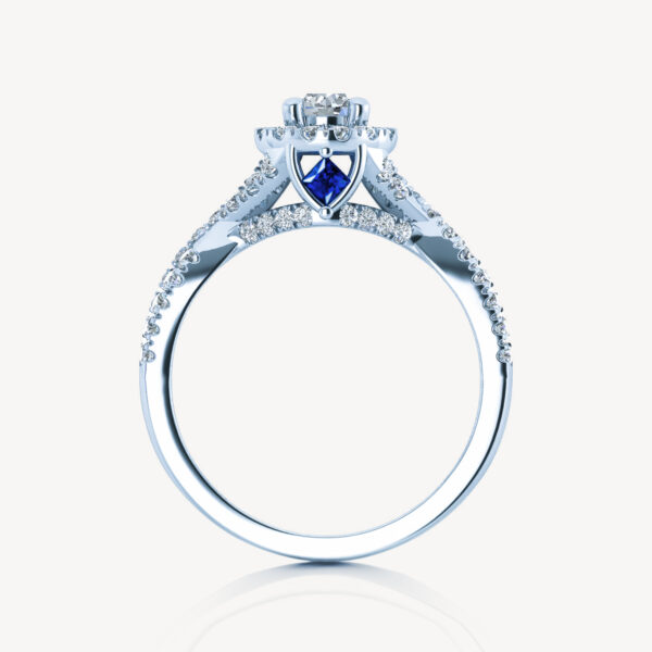 Lab Grown Diamond And Blue Sapphire 2.5 Carat Infinity Ring In 14k White Gold - Image 4