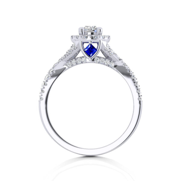 Lab Grown Diamond And Blue Sapphire 2.5 Carat Infinity Ring In 14k White Gold - Image 2