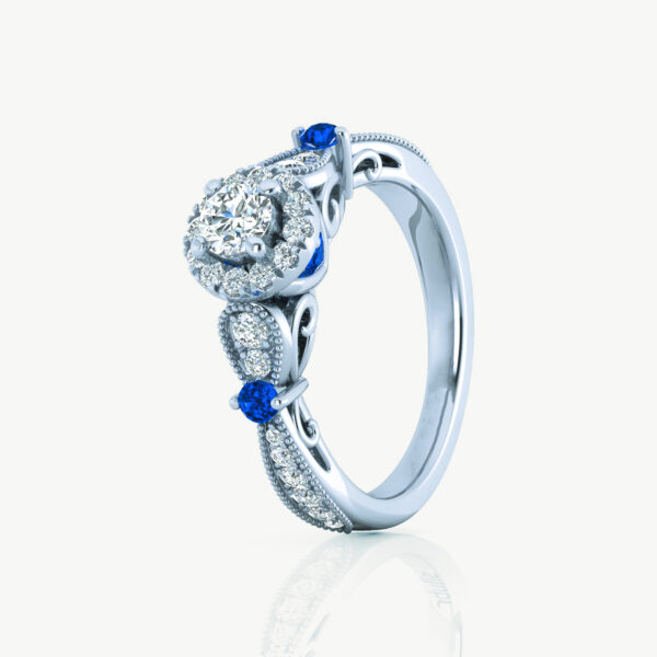 Charismatic 1 Carat Round Cut Moissanite Engagement Ring