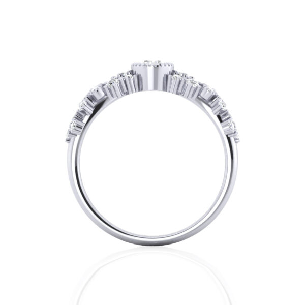 Heavenly Grace 14K White Gold Crown Diamond Ring - Image 2