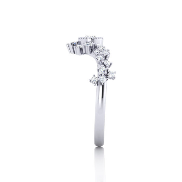 Heavenly Grace 14K White Gold Crown Diamond Ring - Image 4