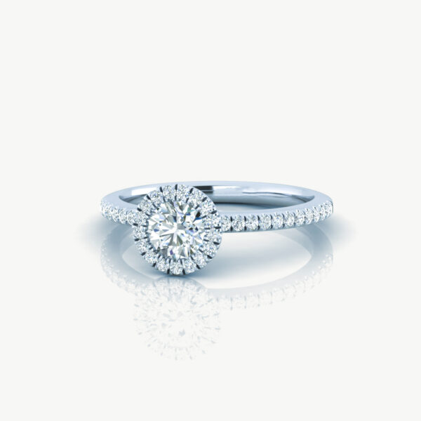 Eternity Halo Solitaire 14k White Gold Ring Lab-grown Diamonds 2 Ct, Round Cut - Image 3