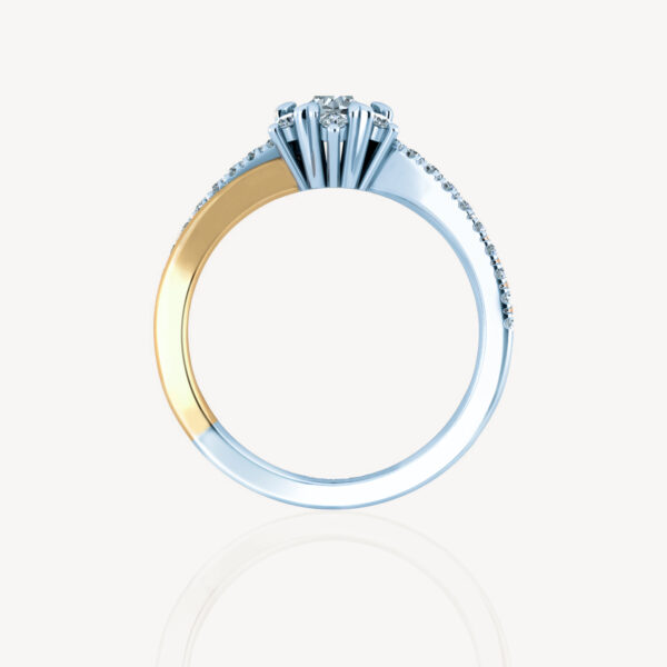 Two Tone Floral Design Diamond Promise engagemnet Ring - Image 4