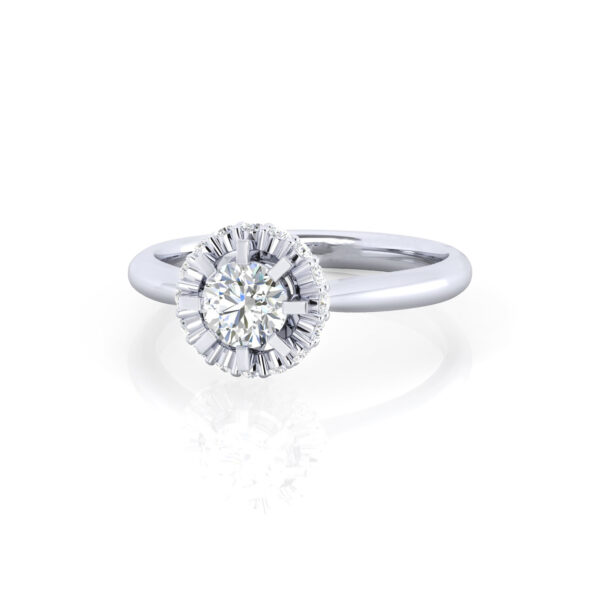 White Gold Fancy Diamond Cluster Set Engagement Ring - Image 3