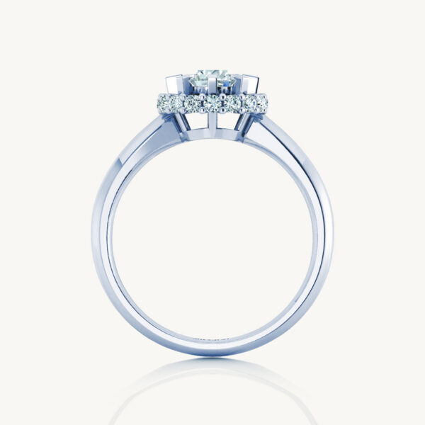 White Gold Fancy Diamond Cluster Set Engagement Ring - Image 4