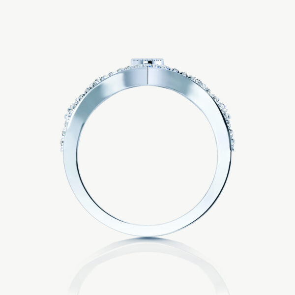 Heart and Round White Cubic Women's Crown Ring In 14k White Gold - Image 4