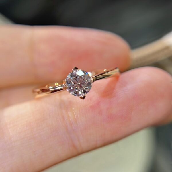 Solitaire Round cut Lab Diamond Set in 14K - Image 5