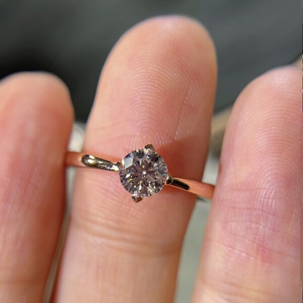 Solitaire Round cut Lab Diamond Set in 14K - Image 4