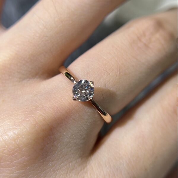 Solitaire Round cut Lab Diamond Set in 14K - Image 3