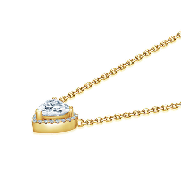 Fancy Heart Shape Diamond Slide Pendant Halo In 14K Yellow Gold - Image 2