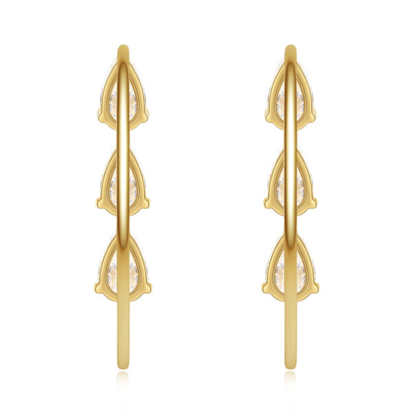 Three Stone Drop Style Lab Grown Diamond Earrings - Image 3