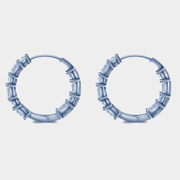 3.0ct Round Emerald Cut Hoop Earrings - Image 3