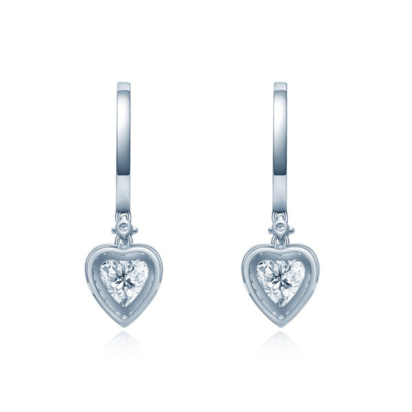 Heart Shape Drops Lab Grown Diamond halo Earrings - Image 3