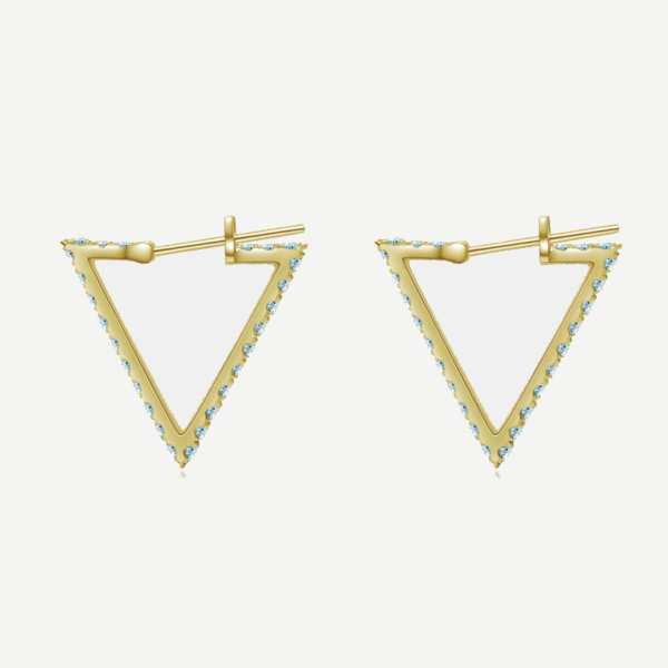 14K Gold Lab Grown Diamond Triangle Hoop Earrings for Women - Image 2