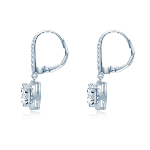 Cushion Shape Halo Drops Lab Grown Diamond  Earrings - Image 2