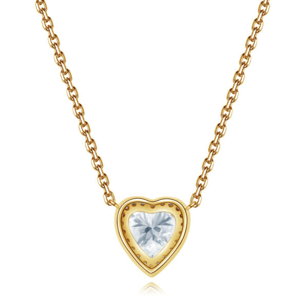 Fancy Heart Shape Diamond Slide Pendant Halo In 14K Yellow Gold - Image 3