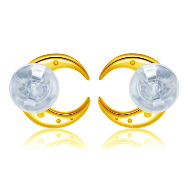 Flat Moon Design Solid Gold Lab Grown Diamond Earrings - Image 3