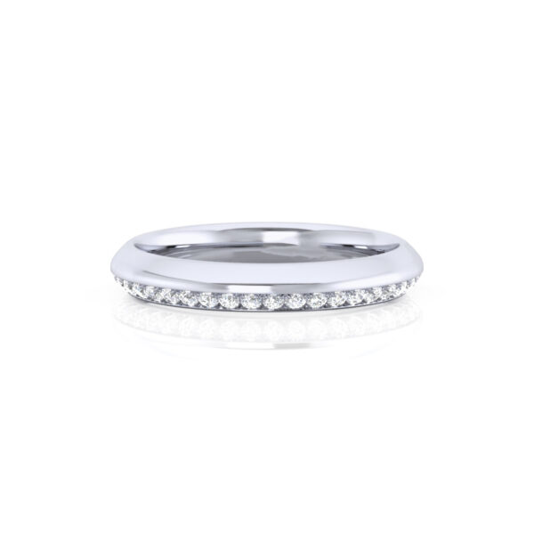 Round Brilliant Cut Offset Claw Diamond Wedding Ring - Image 2