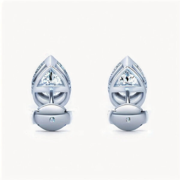 14K White Gold Pear Cut Halo Stud Earrings - Image 3