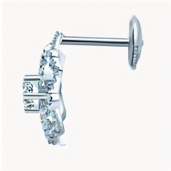 Snowflake Style Round Shape GIA Diamond Earrings - Image 2