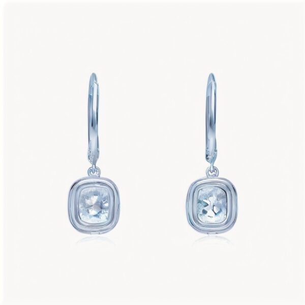 Cushion Shape Halo Drops Lab Grown Diamond  Earrings - Image 3